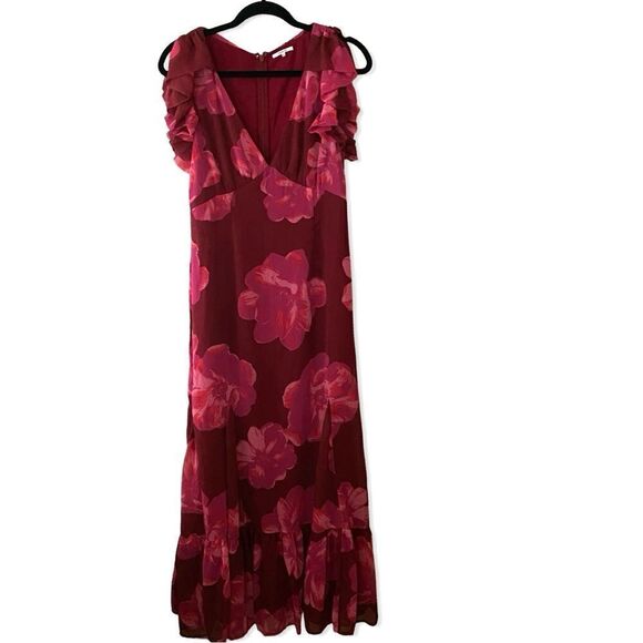 Tularosa Althea Maxi Dress in Pink Magnolia Floral chiffon maxi ruffle Revolve M - Picture 6 of 12